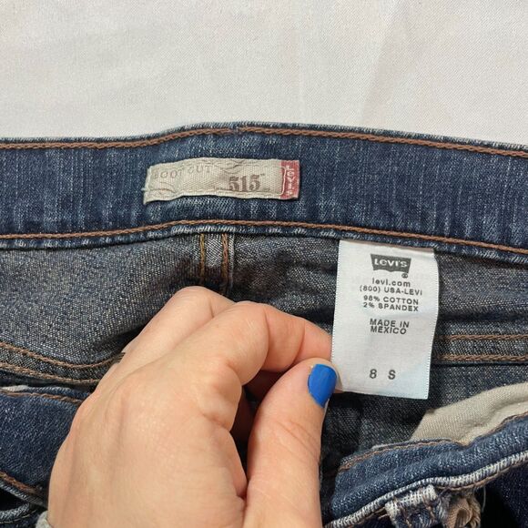 Levi's 515 Bootcut Jeans Womens Size 8S Blue Dark Wash Denim MId Rise Stretch - Picture 4 of 4